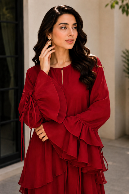 Red Skirt Set