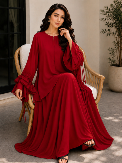 Red Skirt Set